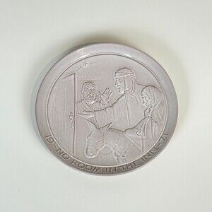 VTG Frankoma Christmas Embossed Wall Hanging Plate, No Room in the Inn 1971